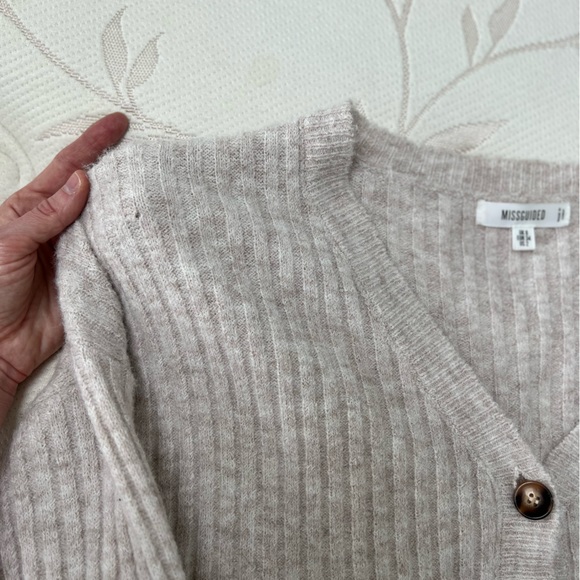 Light beige soft oversized cardigan with buttons - Picture 7 of 7